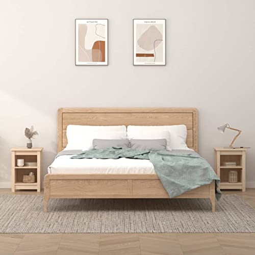Brokky Mesitas de Noche 2 uds Madera Maciza de Pino 40x35x55 cm mesillas de Noche Dormitorio Mesa de cabecera Mesa de Noche