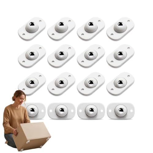 Image of Self Adhesive Mini Caster Wheels, 360 Swivel Stick-On Appliance Rollers (16)