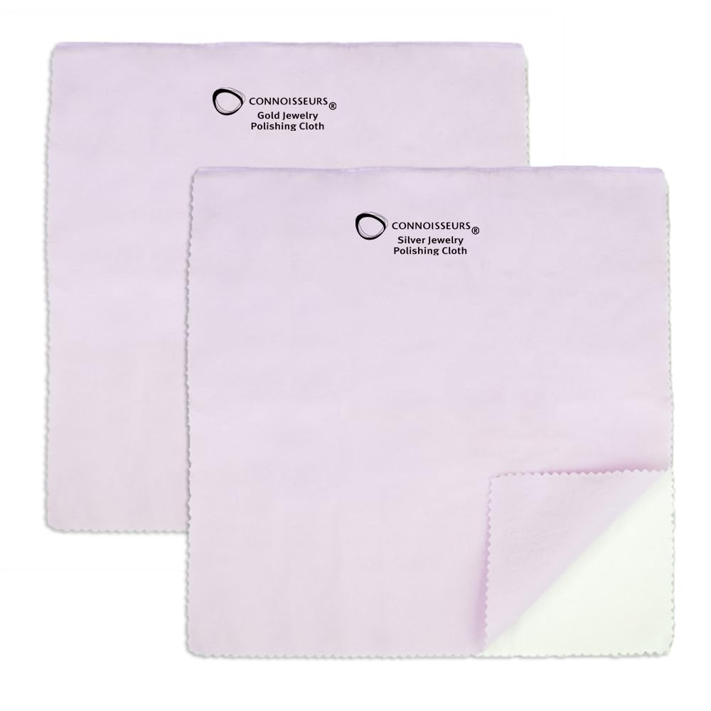CONNOISSEURS Premium Edition Extra Large Polishing Cloth Bundle for Silver & Gold Jewelry - Ultrasoft Fabric with Anti-Tarnish Formula - (2 Pack)