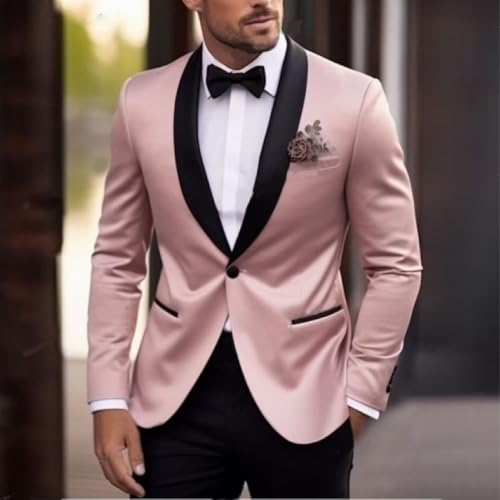 Men's 2 Piece Satin Suit Shawl Lapel Formal Evening Party Prom Groom Tuxedo for Wedding Set2