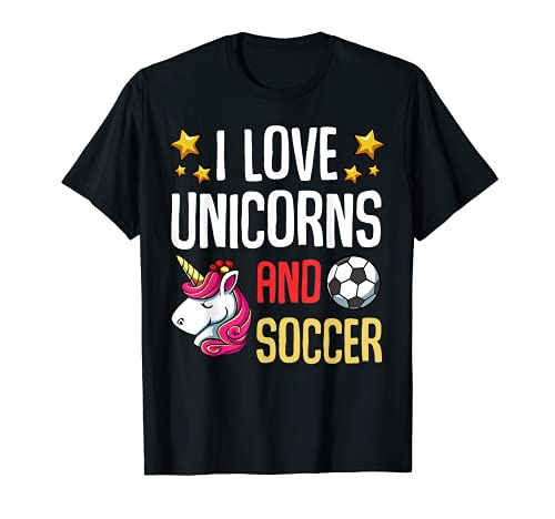 Amo los unicornios y el campo de fútbol divertido jugador del equipo de fútbol Camiseta