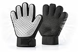 PUPIO 4-in-1 Pet Grooming & Washing Glove for Dogs and Cats, De-Shedding Massage Bathing Grooming Cat Hair Remover Glove with Longer Tips More Efficient (Right, Grey)