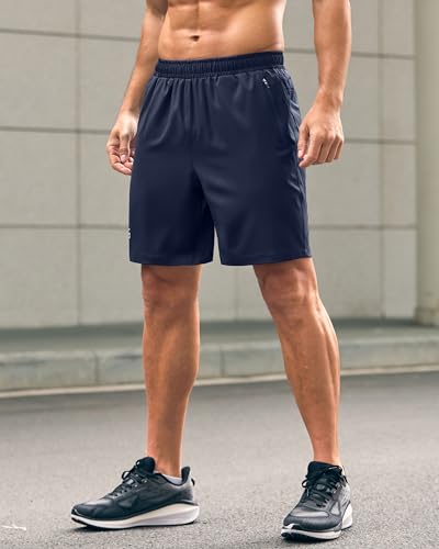 Image of G Gradual Men's Athletic Running Shorts with Zipper Pockets Quick Dry 7 inch / 5 inch / 9 inch Workout Gym Shorts for Basketball Hiking