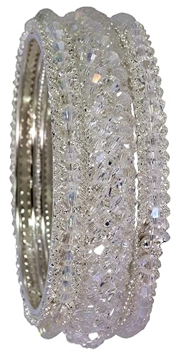 Image of NMII Stylish Pearls Alloy Metal Kada Bangles Set For Women and Girls | Fancy Metal Bangles | Trendy Design Bangles For Girls | Wedding, Party, Shadi Fashion Jewellery-Set of 6 Bangles