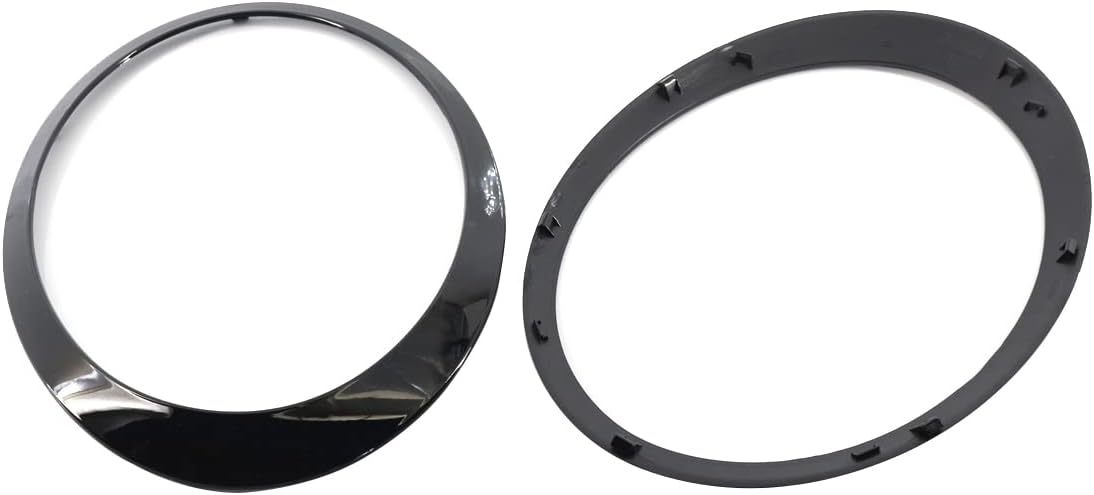 Gloss Black Driver & Passenger Side Headlight Trim Ring Bezel Compatible with Mini Cooper 2007-2014 R56 R56 R57 R58 R59