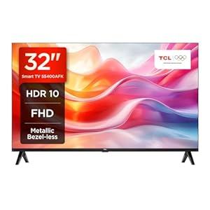 TCL 32S5400AFK 32-inch Television, HDR, FHD, Smart TV Powered by Android TV, Bezeless design (Kids Mode, Dolby Audio, compatible with Google assistant)