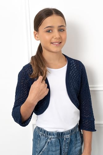BOLEROSE Girls 3/4 Sleeve Loose-Knit Childrens Kids Bolero Shrug3