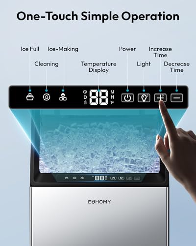 Image of EUHOMY Under Counter Ice Maker with Drain Pump, 120 lbs /24H Commercial Ice Machine, Stainless Steel Ice Maker with 33 lbs Storage Bin, Freestanding Ice Maker for Home /Bar /Cafe /Restaurant