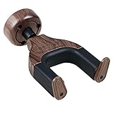 Gancho para guitarra para pared, soporte de pared para guitarra con bloqueo automático, para guitarras acústicas y eléctricas, bajo y banjo (1 unidad, redondo de nogal negro)