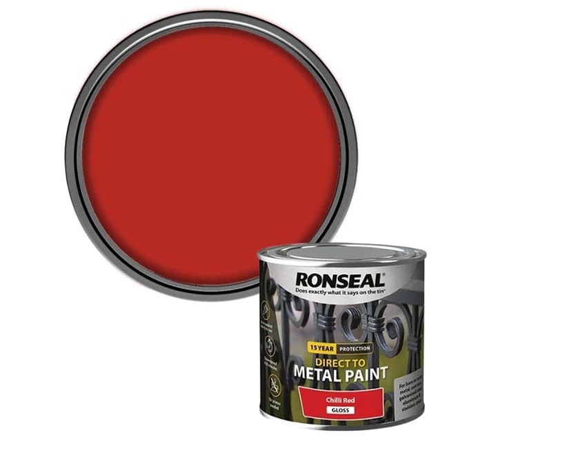 DUAYRA Metal Paint | Anti Rust Water Based | Quick Drying Formula | Long Lasting Finish | Metal Surface Paints | No Primer Needed | Tough, Durable & Weather Resistant | (Chilli Red Gloss, 750ml)