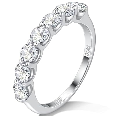 Ladylike 7 Stone Moissanite Wedding Band 925 St...