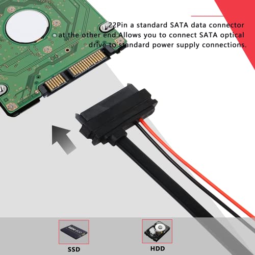 Slimline Sata 13 Pin Male To 22 Pin Sata Female Cable Adapter,Slimline Serial Ata 7+6 Pin To Sata 7+15 Pin Extension Connector For 2.5” Hdd,Ssd And Laptop Cd-Rom - 2Pcs 30Cm… #TOP4