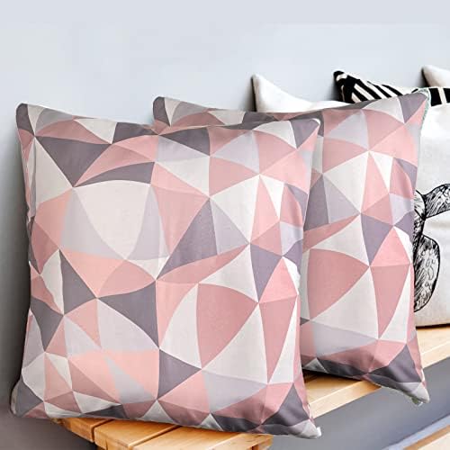Blush And Gray Geometric Pattern Throw Pillow Case Home Decor Cushion Cover Cotton Ployster Fabric 18"x18"Inch