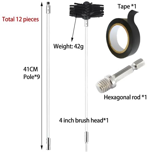 CXAFQ Flexible Reinigungsbürste, 12 Stk Kaminbürste Stange Set, Reinigungsbürsten, Geeignet Für Schornsteine, Dunstabzugshauben, Kesselwände, Trocknerentlüftungen, Kehren Von Abwasserrohren