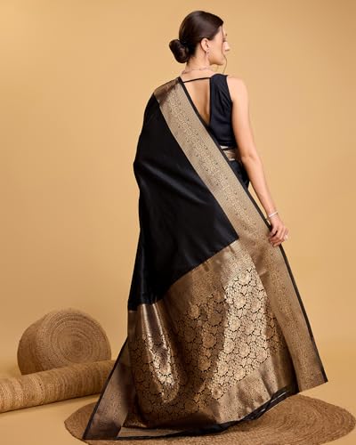 Image of SWORNOF Women's Silk Kanjivaram Kanchipuram Saree With Blouse Piece