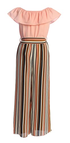 Image of iGirlDress Girls Wide Leg Off Shoulder Elegant High Waist Rompers Palazzo Pants Trousers Jumpsuits USA 4-14