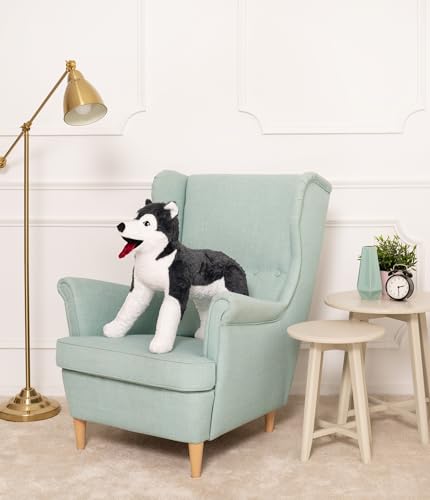 IKEA Plüschtier XXL Husky 70cm Plüschhund Kuscheltier Plüschtier Stofftier - blaugrau-weiß