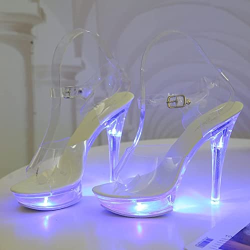 Tophacker Women's 5inch LED Light Transparent Platform Sandals Sexy Stripper Heels Pole Dancing Special Occasion Shoes Wedding Party Evening Dress Shoes Gifts for Female Friends2