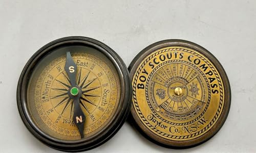 Brújula de Bolsillo de Latón Boy Scout con Estuche de Cuero – Herramienta de Navegación Estilo Vintage para Camping, Senderismo y Trekking – Instrumento Marítimo Coleccionable miniatura 6
