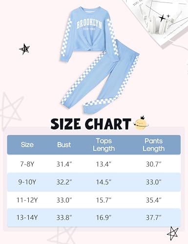 Boiltcat Conjunto de roupas para meninas, 2 peças, moletom com frente torcida e calça de moletom xad