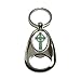 GRAPHICS & MORE Celtic Christian Cross - Irish Ireland Scotland Scottish - Green White - Chrome Plated Metal Spinning Oval Design Bottle Opener Keychain Key Ring