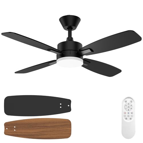 Glasshell Ceiling Fan 42 Inch, Remote Control Reversible DC Motors,