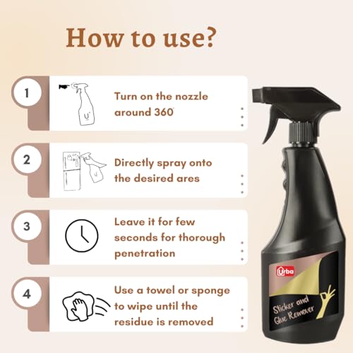 Image of URBA Sticker and Glue remover 500 ml | Adhesive Remover Spray | Used to Remove Gum Glue,Stickers, Adhesives | Car Glass Sticker Remover Spray (500 ml)