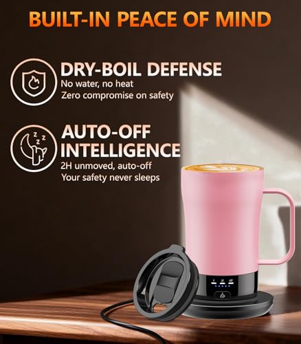 Image of Self-Heating Coffee Mug, 14oz Heated Coffee Mug - Rechargeable Temperature Control Coffee Mug Keep Coffee Hot, Smart Mug Great Gift for Coffee Lovers & Slow Sippers