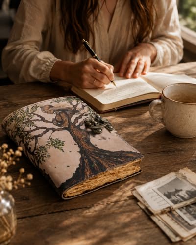 Image of CRAFT JUNKY Vintage Leather Journal Diary for Women and Men Travel Diary Notebook for Writing Deckle Edge Paper (MOE White, A5 17.78 X 12. 7 CM (A5))