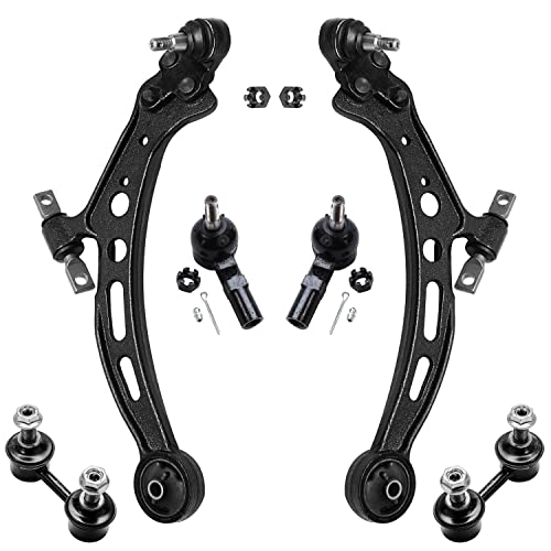 Image of Detroit Axle - 6pc Front End Control Arms Kit for Toyota Camry Avalon Lexus ES300, 2 Lower Control Arms with Ball Joint Assembly, 2 Sway Bar Links, 2 Outer Tie Rods Replacement