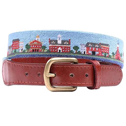 Old Boston Scene Needlepoint Belt by Smathers & Branson