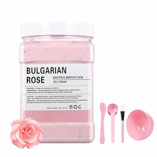 Jelly Mask en Polvo para Faciales – Peel-Off Jelly Mask, Powder DIY Spa Jelly Face Mask, Máscara Hidratante y Nutritiva para una Piel Radiante y Suave, Ideal para Blanqueamiento(Rose)