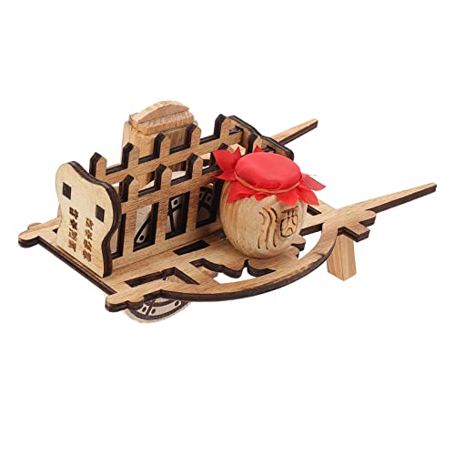 SEWACC Wooden Unicycle Model Vintage Wheelbarrow Decor Handmade Craft Ornament