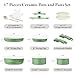 Bazova Ceramic Nonstick Cookware Set, Healthy,Non Toxic,17-Pieces Pots and Pans Set Removable Handles,Induction RV Kitchen Set,Stain & Scratch-resistant,Dishwasher/Oven Safe,PFAS/PFOA Free,Green