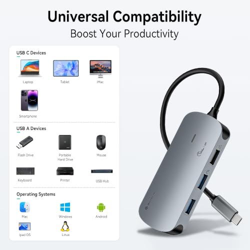 Yottamaster 5-in-1 USB C to HDMI Adapter with 4K@60Hz HDMI,100W PD,3 USB A - image 6