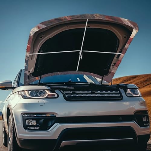 Image of Car Hood Cover, Eagle and American Flag Auto Hood Wrap Blankets Stretchable Automotive Exterior Accessories for Compact Sedans SUVs Trucks