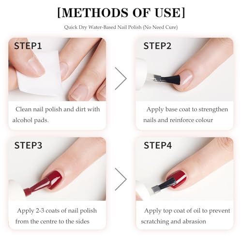 Nail Polish Set, Light Pink Nail Varnish With 2-IN-1 Top Coat & Base Coat, Water-Based Quick Dry Pink & Clear Nail Gel, Peel off Nail Polish Set for DIY Nail Art, No Need Cure - Image 8