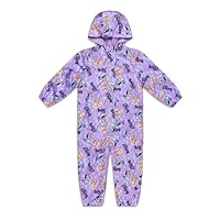 Bluey Girls Waterproof Puddle Suit – Lilac All-in-One Rain Suit with Hood, Fleece Lining, Hook and Loop Fastening, Elasticated Cuffs – Toddler Kids Outdoor Clothing (6-7Y)