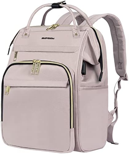 EMPSIGN Laptop Backpack for Women 15.6 Inch Travel Work Backpack, 35L Waterproof Backpack Pures with USB Port & RFID Blocking, Largre Capacity Casual College Backpack, Light Dusty Pink