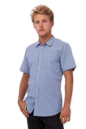 Chef Works Men's Modern Gingham Short Sleeve Dress Shirt