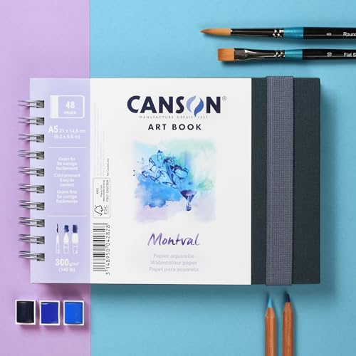 Miniatura 4 de Canson Professional Book, Papel Acuarela, Grano Fino, 300g, Cuaderno Espiral, A5-14,8x21 Cm, 24 Hojas, Blanco