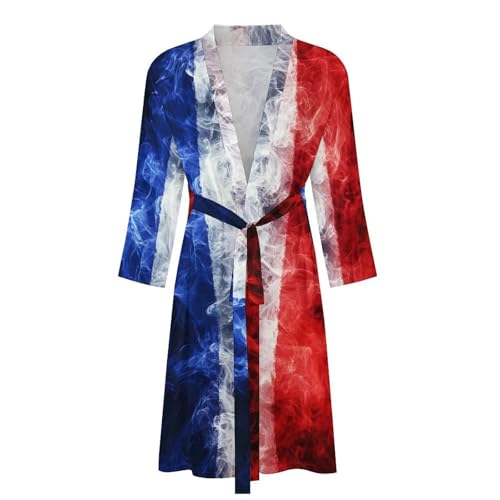 Bata de baño ligera para hombre con diseño de la bandera de Francia 5
