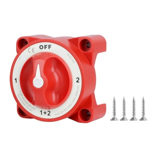 Luminous 32V 350A 2 Battery Disconnect Switches 4 Position Isolator Disconnect Rotary Switch for Marine Boat Truck RV(Red)