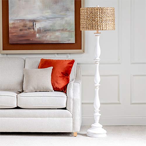 Crestview Collection Evolution Harper Resin Rattan Floor Lamp In White #TOP3