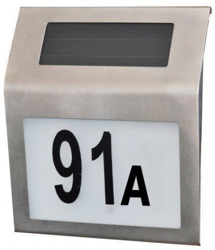 Solar LED House Number Stainless Steel White Light House Door Wall New