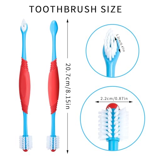 STSAIL 2PCS Dog Toothbrush 360 Degree Dog Tooth Brush, Dual Head Dog Tooth Brushing Kit Non Slip Toothbrush for Dogs and Cat Teeth Clean Pet Toothbrush Dental Care - Thumbnail 2