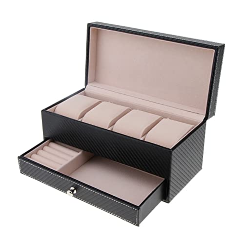 Boîte pour hommes en cuir PU noir avec tiroir de rangement