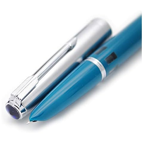 czxwyst 2019 New Version 601 Steel Cap Vacumatic Double Bead Fountain Pen (Blue-Green with ink window) Cover