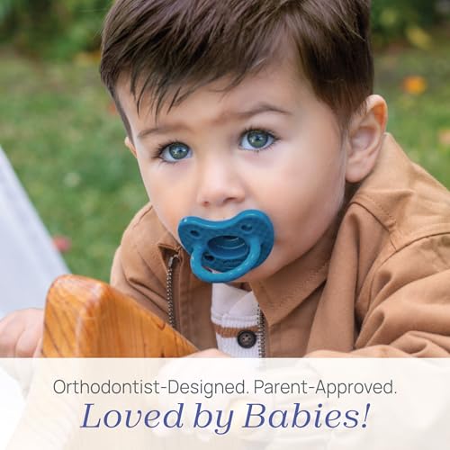 Image of Chicco PhysioForma Luxe Orthodontic Pacifier for Babies 16-24 Months, One-Piece 100% Soft Silicone, Supports Breathing, Textured Shield & Handle, Sterilizing Case, BPA Free, 12-Pack, Ocean Blue