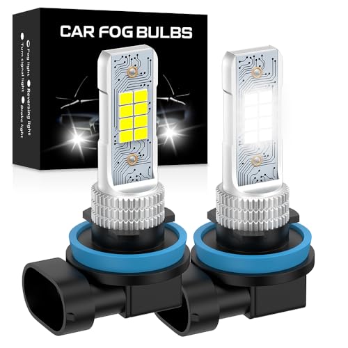 Teguangmei H11 H8 LED Fog Light Bulb 10000 Lumen 6500K White 600% Brightness Upgrade CSP LED Chips H16 H8 H11 Fog Bulb Direct Fit Original Size Plug & Play Pack of 2